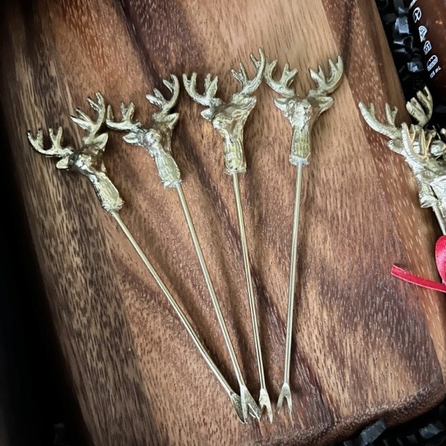Reindeer Head Cocktail Picks / Set of 4