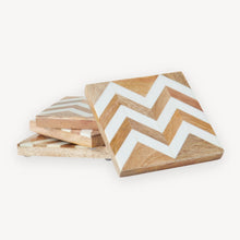 Load image into Gallery viewer, Zig Zag Wooden Coasters with Resin Finish