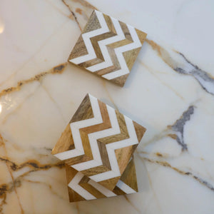Zig Zag Wooden Coasters with Resin Finish