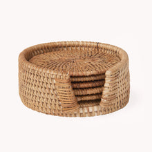 Load image into Gallery viewer, Natural Rattan Coaster Set