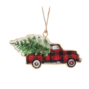 Check Truck w/Tree Hanging Ornament