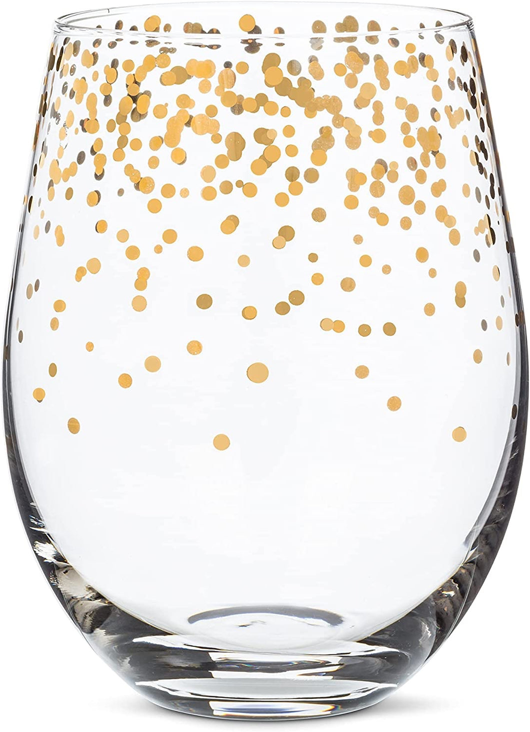 Gold Confetti Stemless Wine Glass